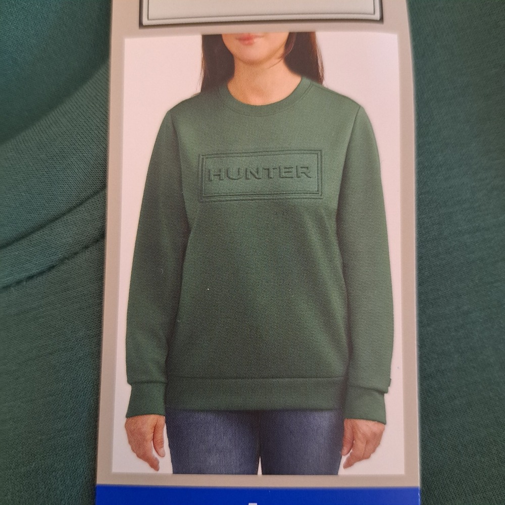 Hunter Womens Sweatshirt L Green NWT Embossed Logo 1666-322